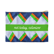 'Not Today, Colonizer' Pouch - Patchwork Green
